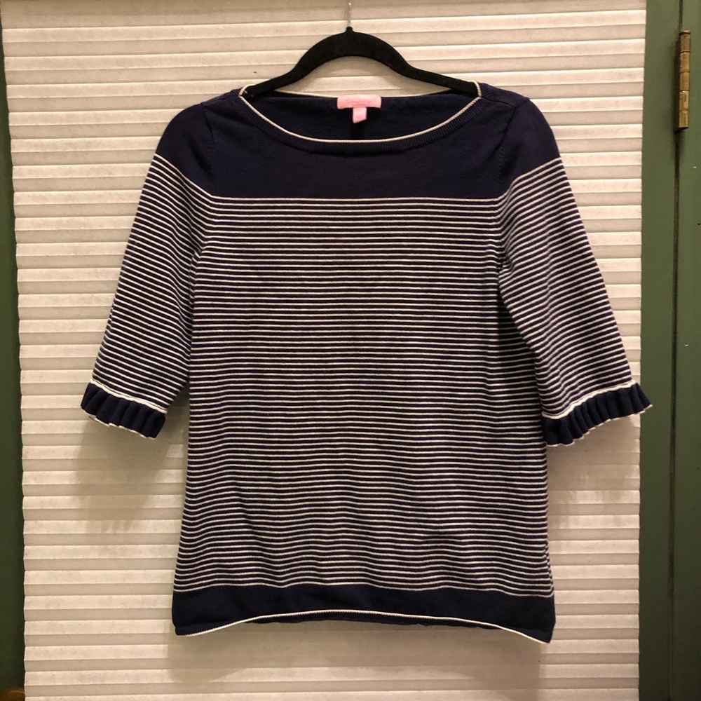 Lilly Pulitzer striped shirt sleeve sweater